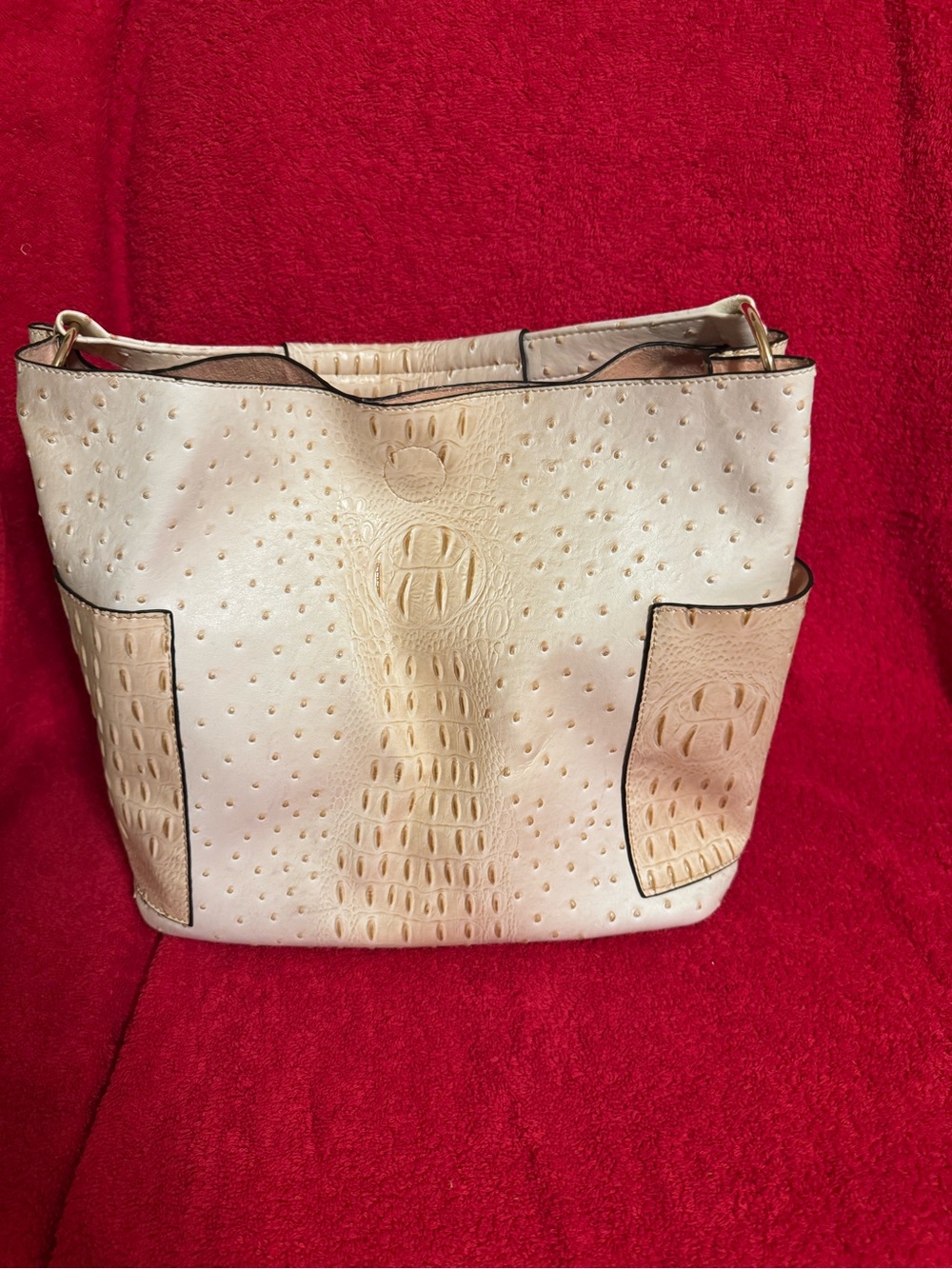 Unbranded Cream Croc-Embossed XL Tote Bag VGUC 😊😊